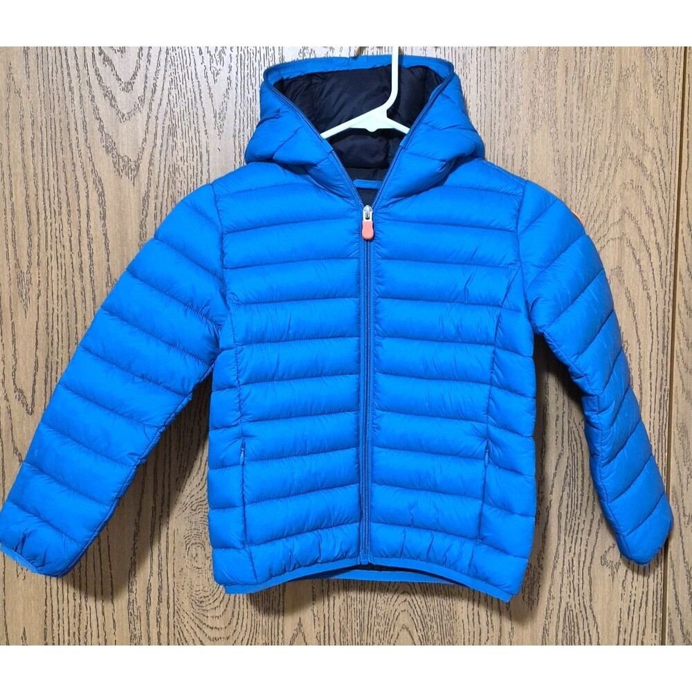 Save The Duck Boys Royal Blue Cozy Warm Polyester Fill Puffer Jacket Hood 6Yrs